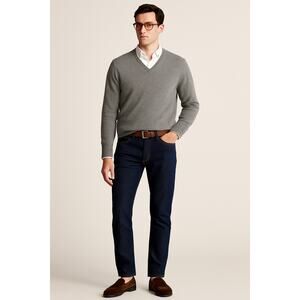 Vintage Men’s Allen Solly Cashmere V-Neck Sweater Grey Gray Medium Scottish